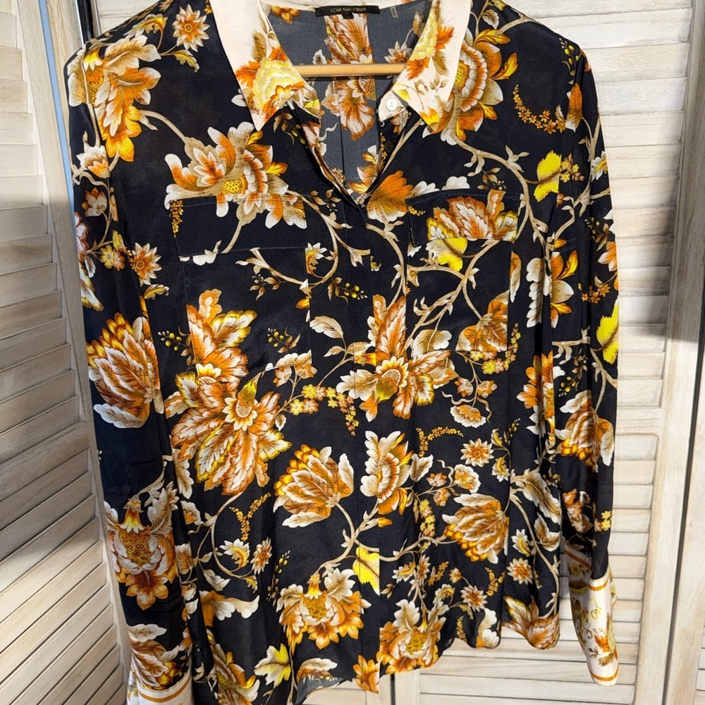 XL NWOT | Kobi Halperin | Floral Women's 100% Silk | Blouse & Cropped Pants - Picture 3 of 10